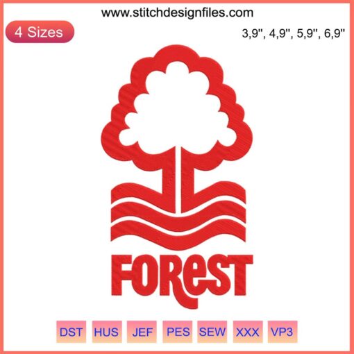 Nottingham Forest FC Logo Embroidery Design | Detailed Football Machine Embroidery Pattern for Sports Apparel