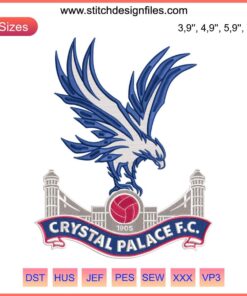 Crystal Palace Football Club Logo Embroidery Design File featuring detailed crest for football sport machine embroidery projects.