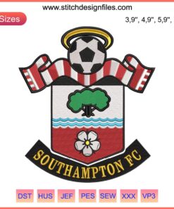Southampton FC Logo Embroidery Design, high-quality football sport machine embroidery for apparel and crafts.