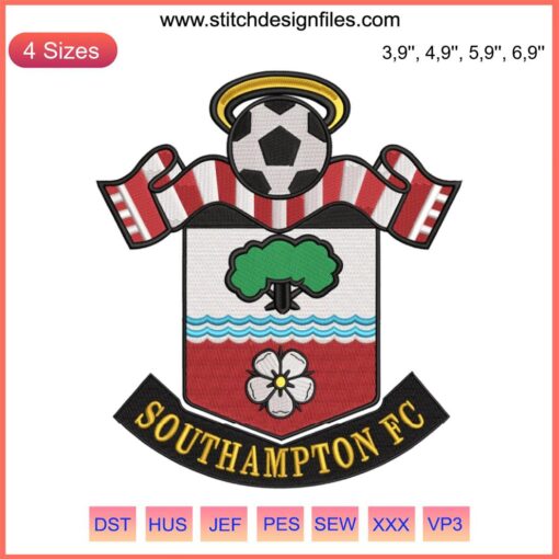 Southampton FC Logo Embroidery Design, high-quality football sport machine embroidery for apparel and crafts.