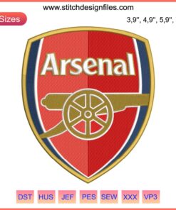 Arsenal FC Logo Embroidery Design | Football Sport Machine Embroidery Pattern with Iconic Cannon
