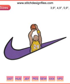 Kobe Bryant 24 Basketball Embroidery Design | Nike Sport Machine Embroidery | Iconic Lakers Jersey Patch