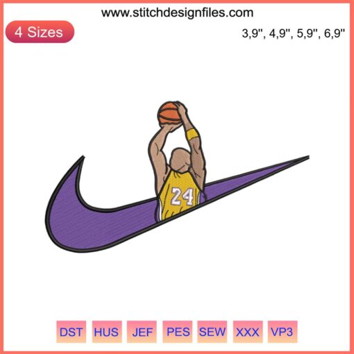 Kobe Bryant 24 Basketball Embroidery Design | Nike Sport Machine Embroidery | Iconic Lakers Jersey Patch