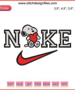 Nike Snoopy Disney Embroidery Design File | Snoopy & Woodstock Embroidered Pattern | Cute Cartoon Stitching Template