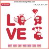 Valentine's Day embroidery design with "Among Us" crewmates holding heart; romantic couple gift file.