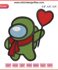 Among Us Embroidery Design: Valentine's Hearts Gift File - Perfect for Love-themed Crafting and Unique Valentine's Creations.