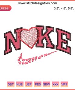 Cute Nike Logo with Heart | Valentine's Day Embroidery Design | Digital File | Romantic Nike Logo Design