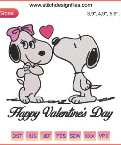 Snoopy and Woodstock Valentine's Day Embroidery Design | Cute Couple Gift | Adorable Peanuts Theme | Love Celebration
