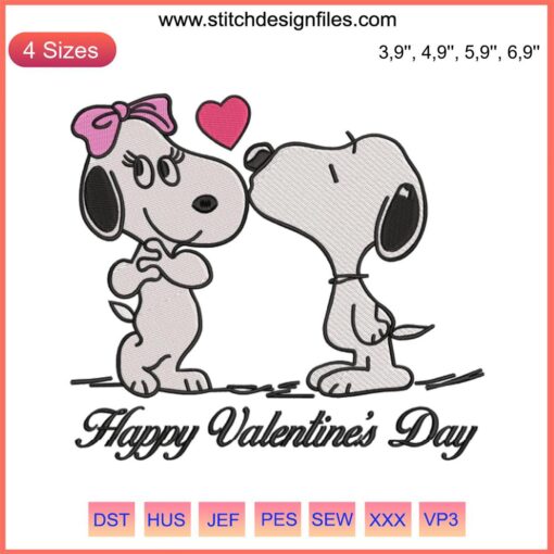 Snoopy and Woodstock Valentine's Day Embroidery Design | Cute Couple Gift | Adorable Peanuts Theme | Love Celebration