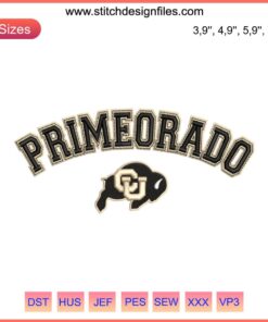 Primeorado Prime Colorado Football Embroidery File: Features Colorado Buffaloes Logo Design for Embroidery Projects.