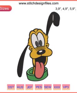 Cute Pluto Disney Dog Face Embroidery Design File for Machine Embroidery