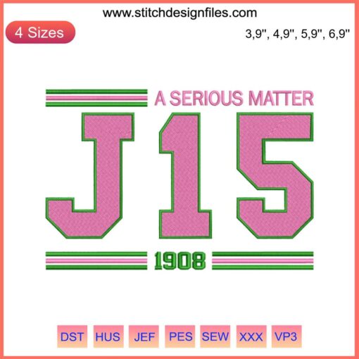 Pink and Green AKA Embroidery Design | A Serious Matter J15 1908 Founders Day | Sorority Machine Embroidery Pattern