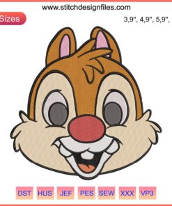 Dale Face Cute Disney Embroidery Design | Chip and Dale Rescue Rangers | Machine Embroidery Pattern | DIY Craft Thread Art
