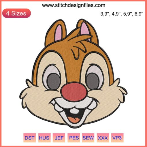 Dale Face Cute Disney Embroidery Design | Chip and Dale Rescue Rangers | Machine Embroidery Pattern | DIY Craft Thread Art
