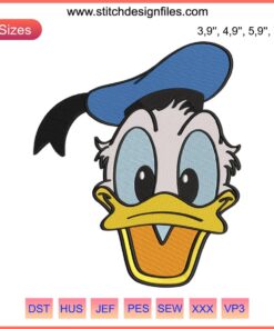 Donald Duck Face Funny Disney Embroidery Design | Machine Embroidery File for Instant Download
