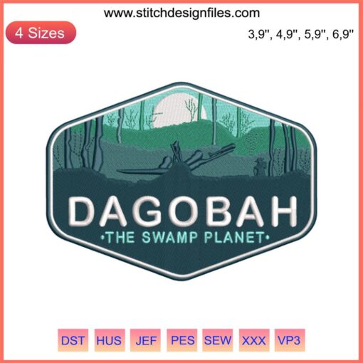 "Star Wars Dagobah Swamp Planet Embroidery Design File | Detailed Machine Design of Iconic Star Wars Planet"