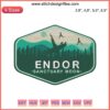 Star Wars Endor Sanctuary Moon Embroidery Design File, featuring dense forest moon landscape, machine embroidery pattern.