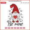Valentine Gnome Embroidery Design File: Charming gnome with heart details holding a banner, perfect for Valentine's Day crafts.