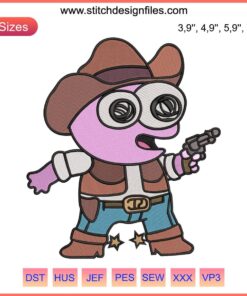 Smiling Friends Cowboy Pim Embroidery Design | Cartoon Character Machine File | Western Theme | Fun Stitching Pattern
