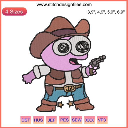 Smiling Friends Cowboy Pim Embroidery Design | Cartoon Character Machine File | Western Theme | Fun Stitching Pattern