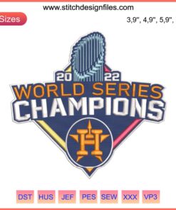 Houston Astros 2022 MLB World Series Champions Embroidery Design with Baseball Machine Pattern
