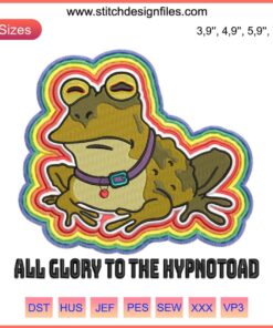 Hypnotoad Rainbow Embroidery Design, Futurama 2023 Trend, Vibrant Machine Art, All Glory to the Hypnotoad Theme