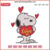 Snoopy hugging heart with "I Love You" text, Valentine's Day embroidery file for machine design, perfect for gift crafts.
