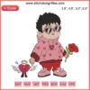 Baby Benito with embroidered sad heart design, Bad Bunny Valentine's Day, machine embroidery file, digital download.