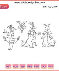 Figment Disney Embroidery Design | Cute Figment with One Little Spark Text | Machine Embroidery File for Fans