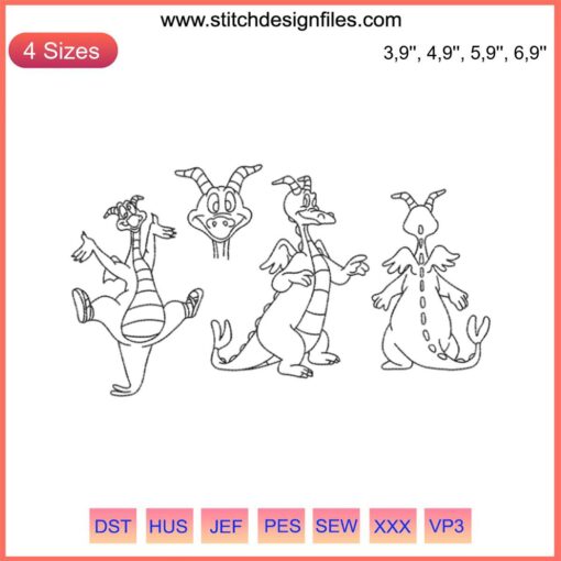 Figment Disney Embroidery Design | Cute Figment with One Little Spark Text | Machine Embroidery File for Fans