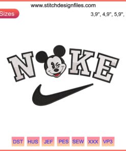 "Mickey Mouse Face Embroidery Design File | Nike x Disney Machine Design | Cartoon Character Stitch Pattern Downloadable"