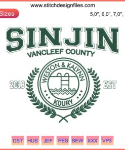 Sinjin Drowning Vancleef County Embroidery Design, Weston & Kalynn Koury 2018, Creative Digital Pattern