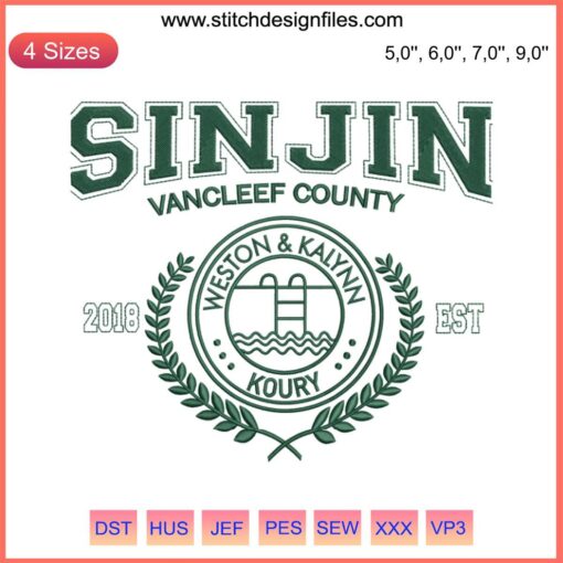 Sinjin Drowning Vancleef County Embroidery Design, Weston & Kalynn Koury 2018, Creative Digital Pattern