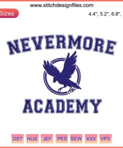 Nevermore Academy Embroidery Design | Addams Family Theme | Dark Academia Style | Digital Embroidery File