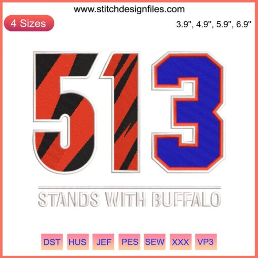 Buffalo Embroidery Pray for Damar Hamlin NFL Design - 513 Stands With Buffalo, premium digital product.