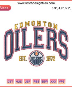 Edmonton Oilers Vintage Embroidery Design File, NHL 1972 Logo, Nostalgic Hockey Pattern, Embroidered Sports Graphic