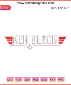 Ken Block Top Gun Embroidery Design File - RIP Racing Legend, custom embroidery pattern, motorsport tribute, digital download