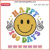 Smiley face embroidery with "Happy 100 Days Of School" text, perfect for teacher school projects.