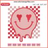 Drippy Smiley Face Valentine's Embroidery | Checkered Couple Gift Design | Digital File | Whimsical Love Pattern | Craft Art
