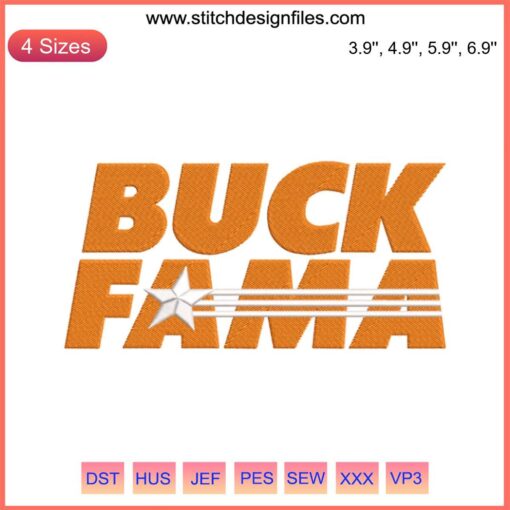 Tennessee Buck Fama Embroidery Design for Football Team Spirit, Unique Digital File, Humorous Sports-Themed Craft Pattern.