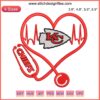 Heartbeat Nurse Love Kansas City Chiefs Embroidery Design featuring NFL Love Football Machine Design with heart and needle accents.