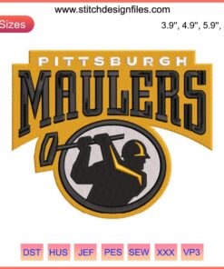 Pittsburgh Maulers Logo Embroidery Design | USFL Football Machine Embroidery File | Sports Logo Stitch Template