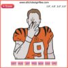 Joe Burrow Smoking Cigar Embroidery Design, NFL Cincinnati Bengals Football, Unique Sports Art