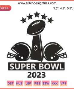 Super Bowl 2023 Vince Lombardi Trophy Football Embroidery Design, premium digital embroidery for sports enthusiasts.