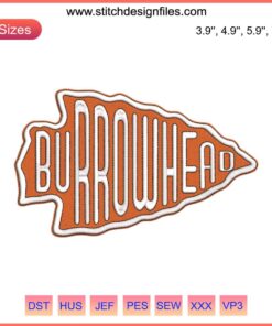 "Cincinnati Bengals-inspired arrowhead embroidery, Burrowhead design, perfect for football fans. Machine-stitched elegance."