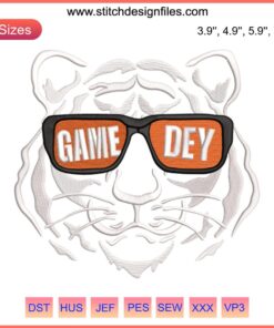 Cincinnati Bengals Tiger Who Dey Embroidery Design featuring iconic football team logo and fierce tiger motif.