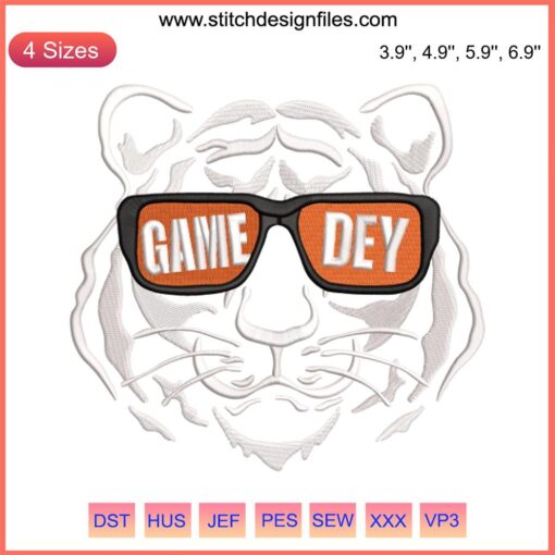 Cincinnati Bengals Tiger Who Dey Embroidery Design featuring iconic football team logo and fierce tiger motif.