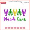 Colorful Mardi Gras crawfish embroidery design, perfect for festive projects; digital download.
