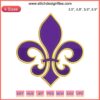 Mardi Gras Fleur De Lis Embroidery Design File, vibrant New Orleans machine embroidery featuring iconic fleur de lis motif.