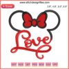 Minnie Mouse Valentine's Day embroidery design featuring Minnie in a heart motif, perfect for machine embroidery enthusiasts.